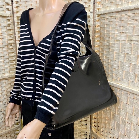 Ferragamo Large Black Enamel Patent Tote- Handbag - Picture 10 of 13